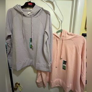 2 Women’s Athletic Works New Lavender & Pink Hoodies W/Mesh Down Sleeve, Sz XL